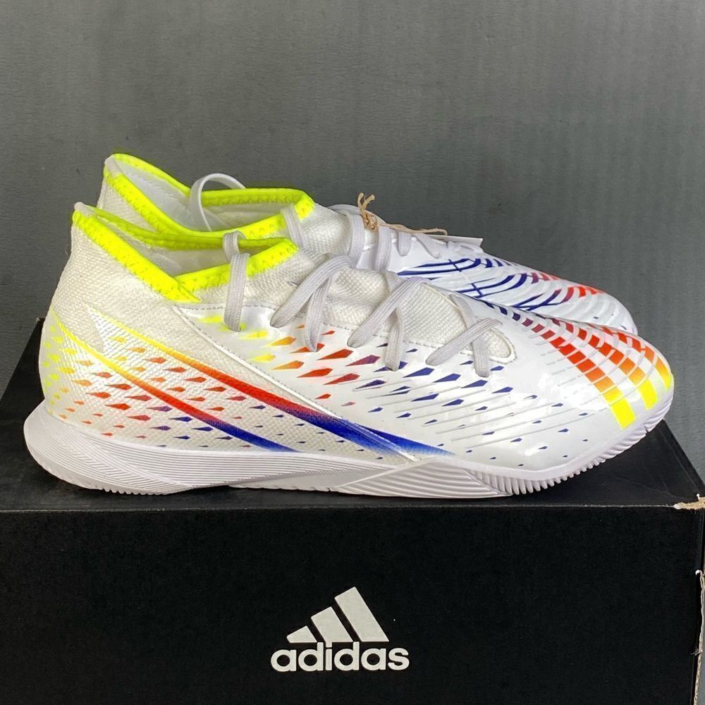 adidas Kids Sneakers - White with Yellow and Blue Accents